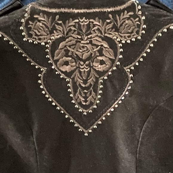 Free People Embroidered Studded Boho Coat Black Size 2 - Picture 4 of 7